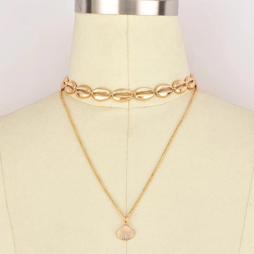 Layered Gold Dipped Shell Necklace - Picture 7 of 8
